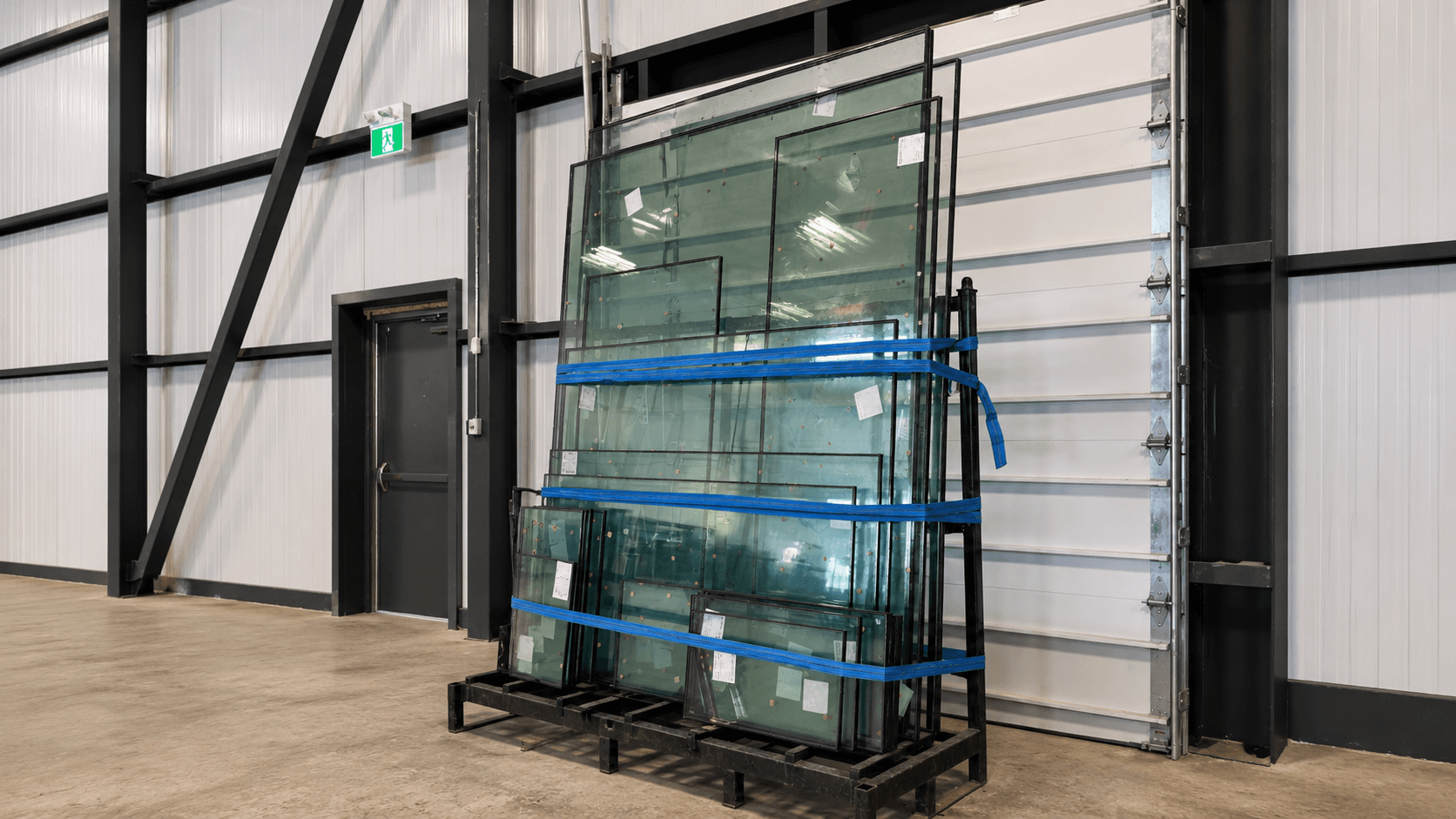 Finished insulated glass units staged for delivery at the Guelph facility